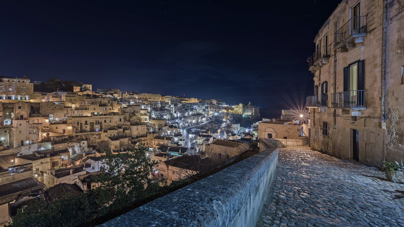 basilicata, italy, nightscape, matera, cityscape, longexposure, 4K