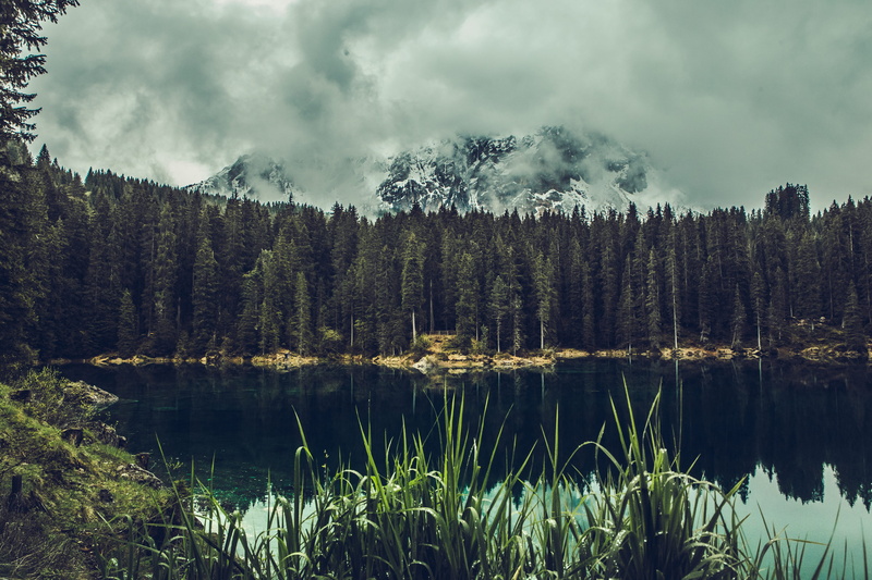 mountain, lake, mountains, non-urban scene, clouds, landscape, no people, tranquil scene, tree, scenery, tranquility, scenics - nature, fog, seal, green