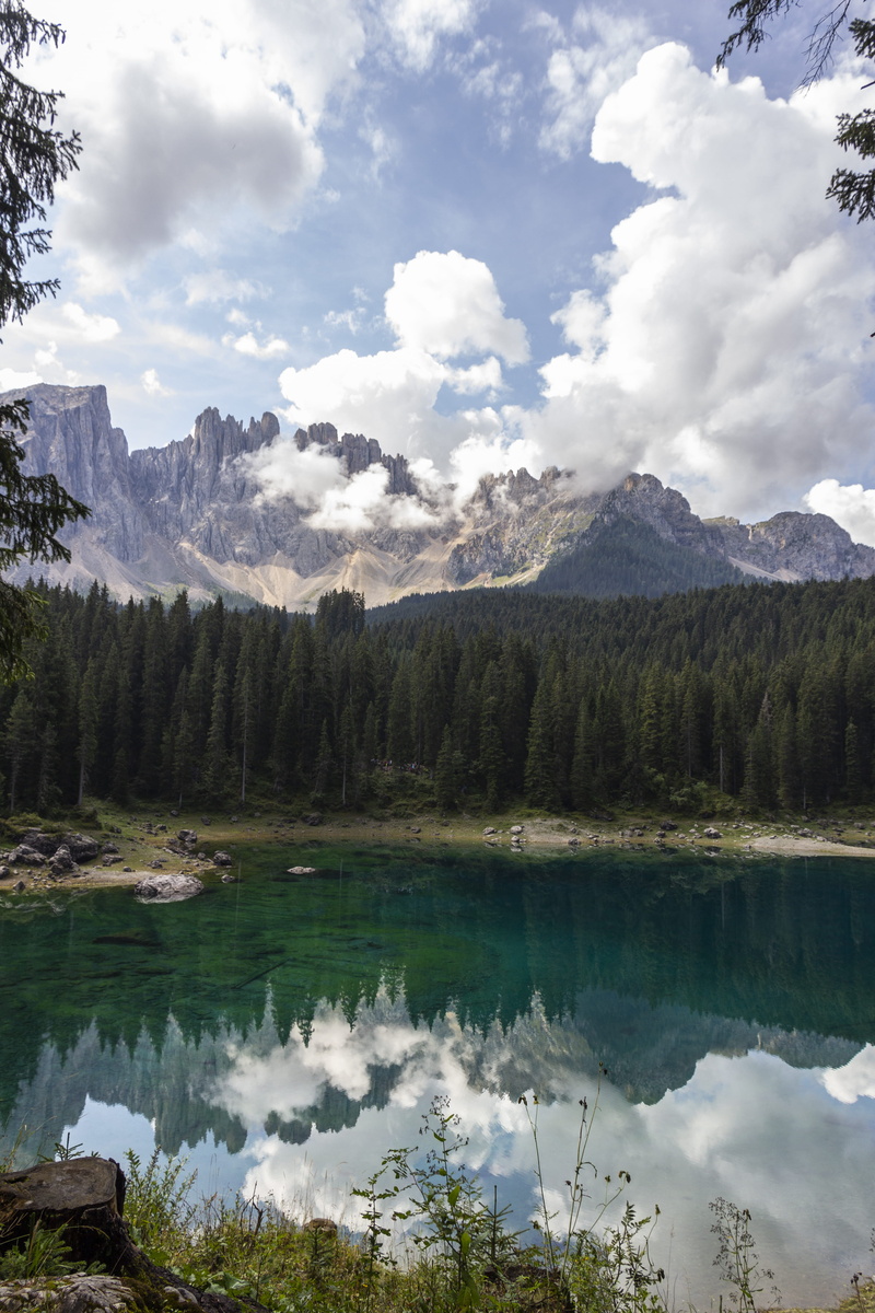 leaf, tranquil scene, scenics - nature, reflection lake, plant, lake, white, cloud, snow, sky, tranquility, mountain range, mountains, water, outdoors