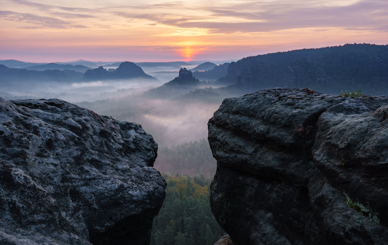 closed, Eternity, Landscape, Magic, two, sunset, outdoors, rock, Sächsische-Schweiz, Saxony, Fog, Nebel, Magie, in alle Ewigkeit, up, Sony  a6000, Hiking