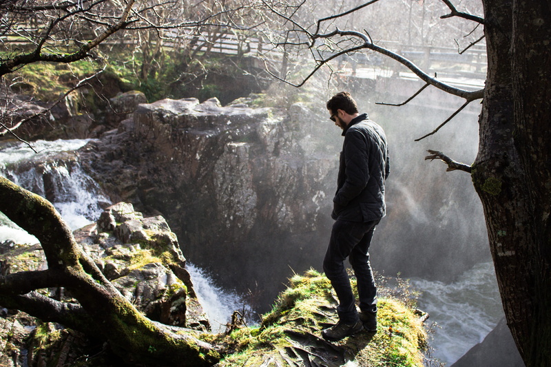 forest, young adult, rock - object, waterfall, amazing, day, glen nevis, united kingdom, 5K, solid, fort william, one person, cold, outdoors, young men