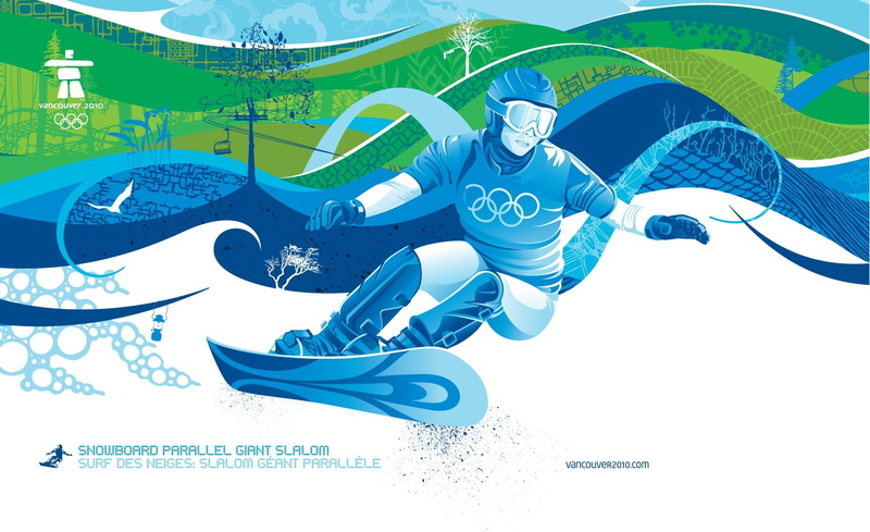 giant slalom, creativity, vancouver 2010 winter olympics, paint, snowboard, communication, representation, sport, green color, parallel giant slalom, water