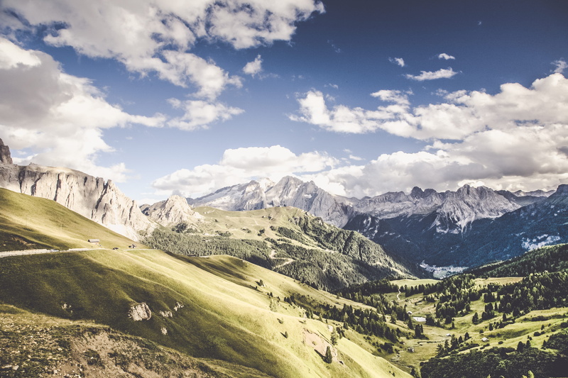tranquil scene, clouds, cloud - sky, hills, no people, fir, snowcapped mountain, mountains, range, tourism, slope, ice, non-urban scene, sunlight, travel