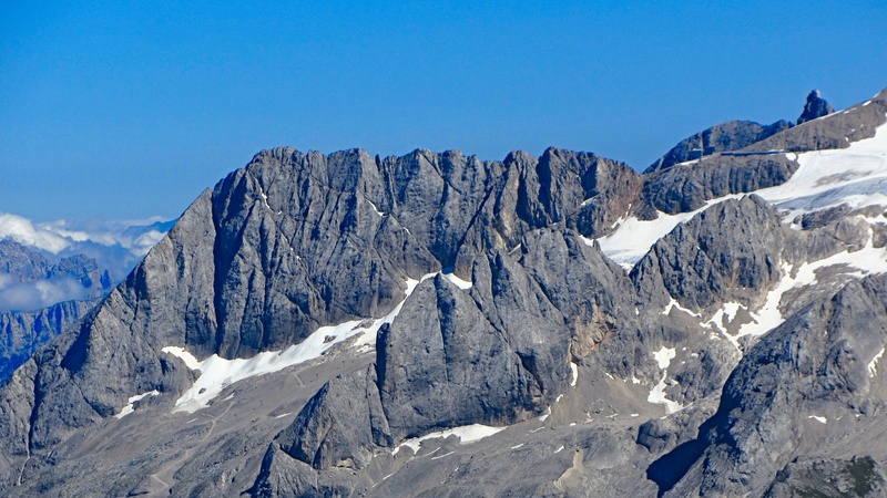 blue, sky, clear sky, beauty in nature, no people, mountain landscape, non-urban scene, formation, global warming, mountain peak, snowcapped mountain, day