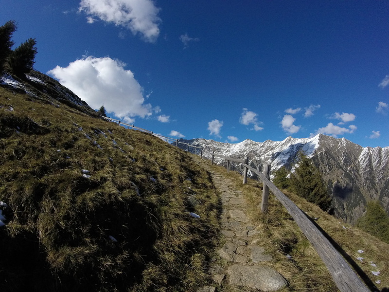 mountain range, non-urban scene, fall, pathway, outdoors, Italy, no people, cold temperature, snow, South-Tirol, concrete, brown, sky, 2K, winter, snowcapped mountain