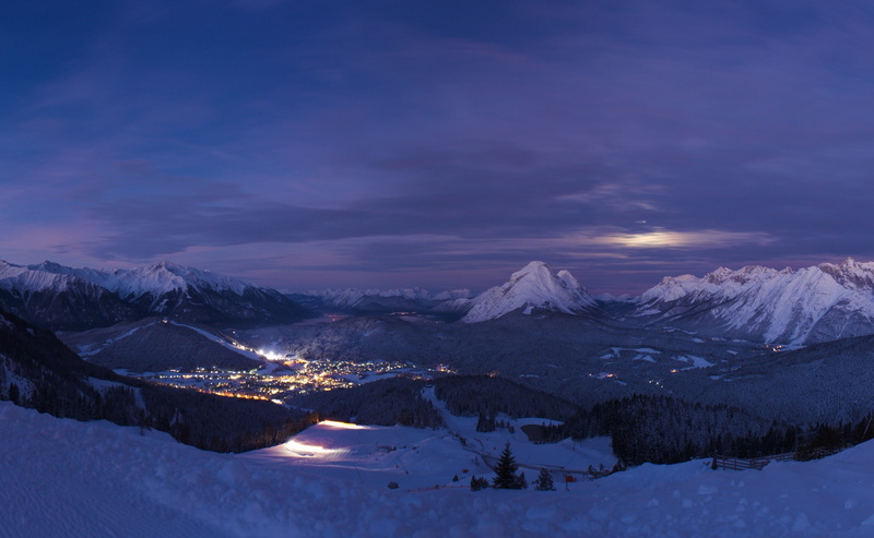 Austria, panorama, Snow, non-urban scene, 2K, Winter, tyrol, seefeld, landscape, cold temperature, idyllic, Blue, cloud - sky, Europe, sky, Slope, Moon