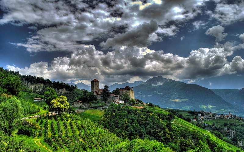 religion, no people, travel, building exterior, beauty in nature, scenics - nature, environment, outdoors, green color, tirol, mountain, tree, landscape