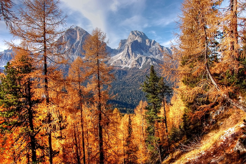 rock, nature, karg, lago federa, day, alpine panorama, snowcapped mountain, brown, clouds, tofana, panorama, belluno, forest, formation, mountains, italy