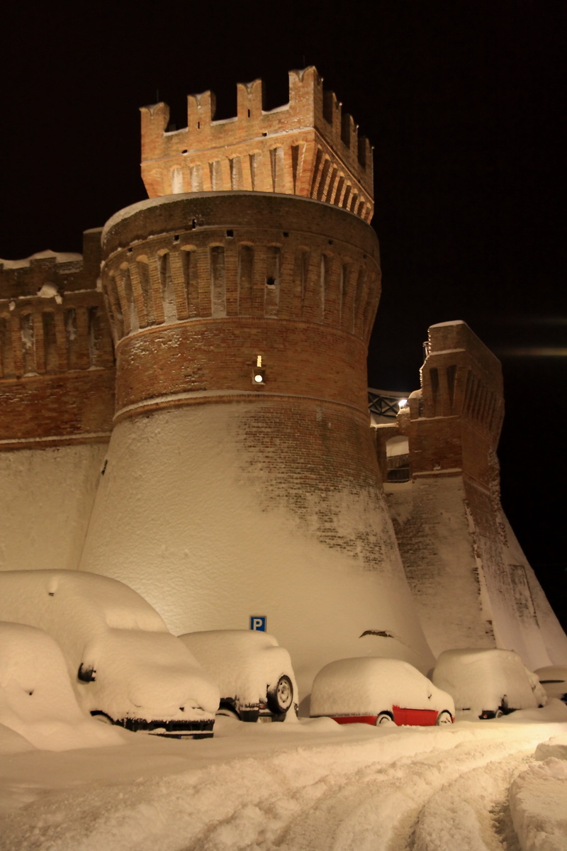 4K, ancient civilization, sky, mode of transportation, snow, castle, building, the past, urbisaglia, built structure, rocca, transportation, illuminated
