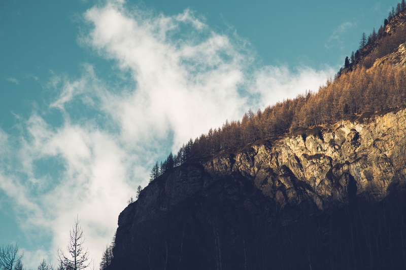nature, hill, mountain range, cliff, tranquility, cold temperature, plant, winter, beauty in nature, cloud - sky, countryside, scenics - nature, 5K, abies