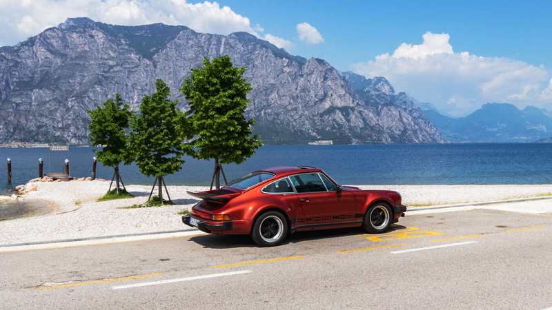car, sports car, 1080P, Porsche 911 Turbo, lake garda