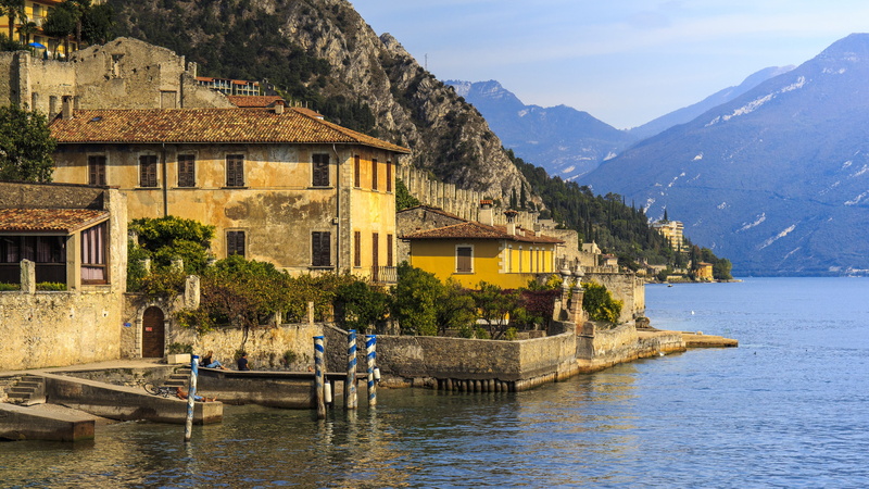 waterfront, italy, 4K, day, brescia, near, nature, house, scenics - nature, limone, mountain, building, italian, mountain range, booked, houses, tree