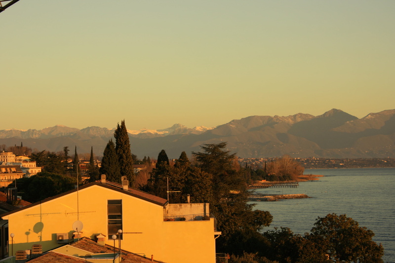 water, mountain, beauty in nature, mountain range, plant, 4K, on-the-lake garda, copy space, lake, sunset, city, view park, nature, scenics - nature, peaceful