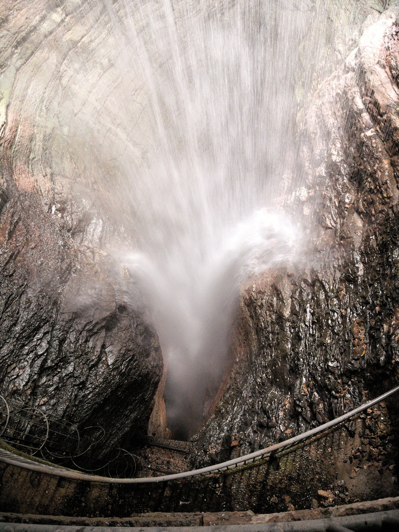 no people, rock formation, flowing water, motion, trento, rock, beauty in nature, blurred motion, italy, long exposure, tree, outdoors, day, waterfall