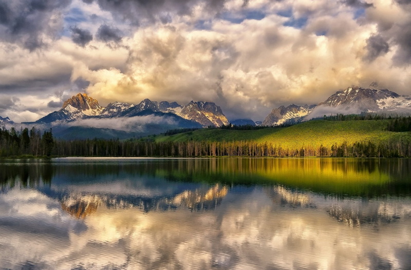 1080P, Sunrise, Sawtooth Mountans, Earth, Mountain, Cloud