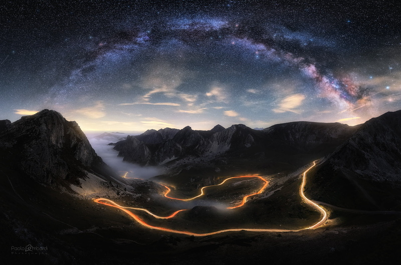 space and astronomy, no people, space, mountans, landscape, power in nature, tranquility, environment, scenics - nature, milky way, night, long exposure