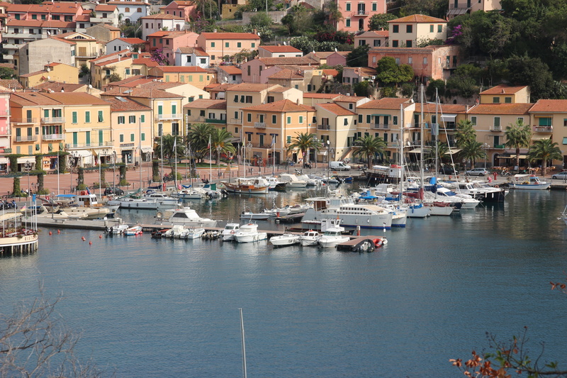 water, architecture, 5K, porto azzurro, mediterranean, island, body, boats, sea, no people, city, harbor, day, building exterior, transportation, nautical vessel