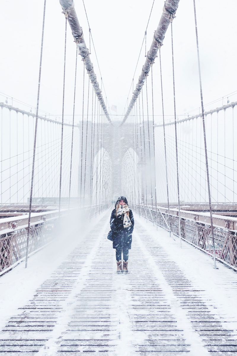 winter, transportation, city, snow, person, scarf, outdoors, travel destinations, sky, snowing, photography, full length, girl, lined, travel, real people