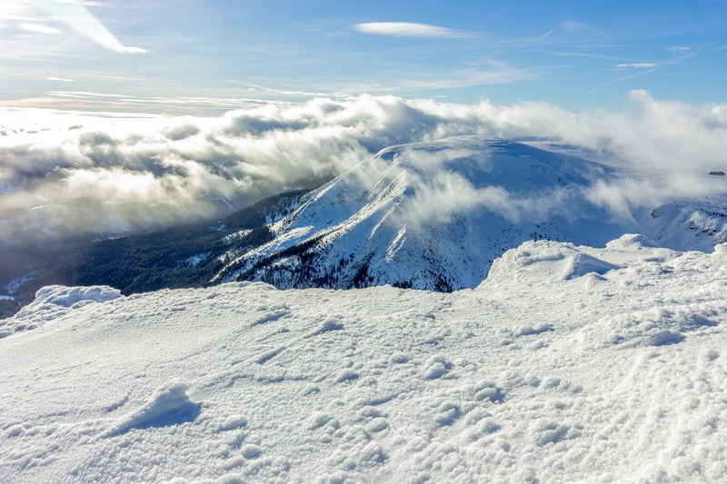 outdoors, ice, mountain peak, environment, snowcapped mountain, cold temperature, day, snow, karkonosze, nature, sniezka, mountain, winter, cloud - sky
