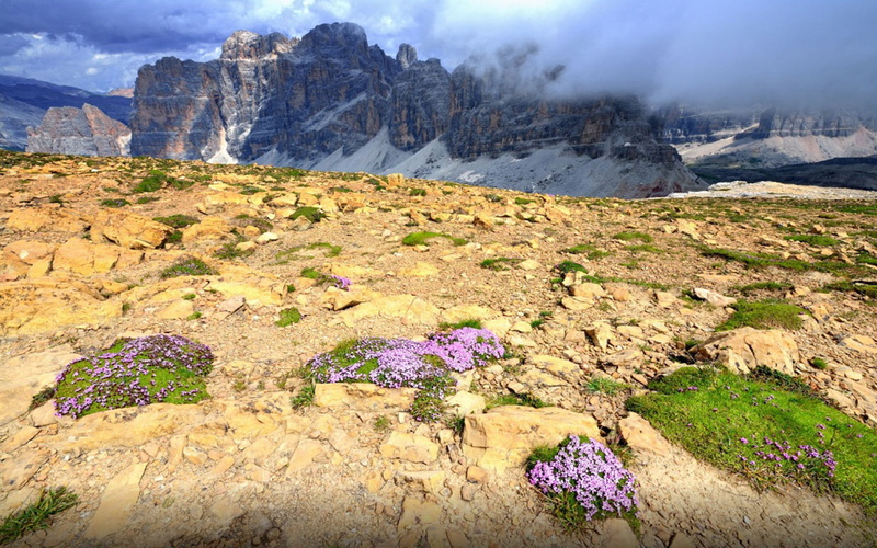 tranquility, dolomites, rock, rifugio, no people, non-urban scene, beauty in nature, solid, sky, tranquil scene, planina, nature, landscape, land, cloud - sky