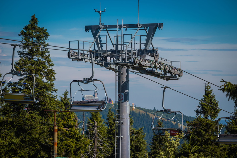 low angle view, sky, forest, antenna - aerial, communication, power supply, cableway, klínovec, electrical equipment, outdoors, plant, trees, electricity