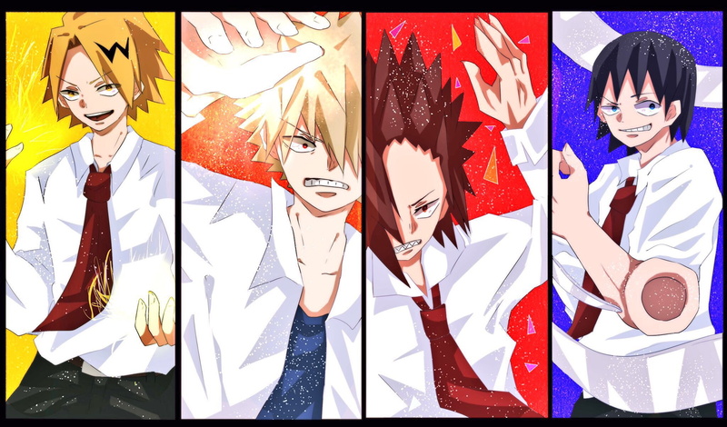 Denki Kaminari, Hanta Sero, My Hero Academia, Anime, Katsuki Bakugou, 1080P, Eijiro Kirishima