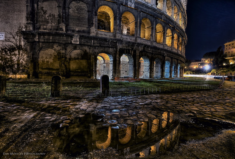 Italy, Night Lights, Rome, 2K, Coliseum