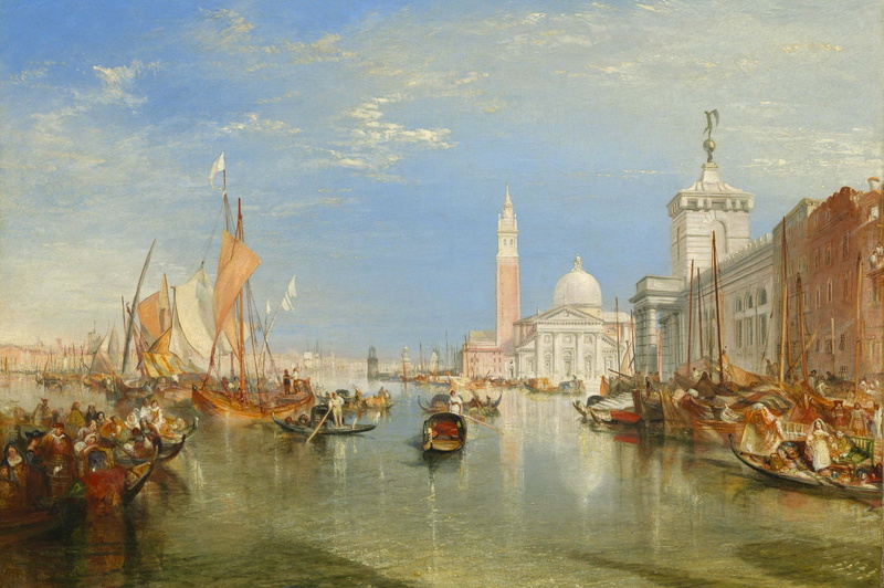 William Turner, spire, built structure, belief, the urban landscape, The Dogana and Santa Maria della Salute, city, religion, boats, Venice, day, 1080P