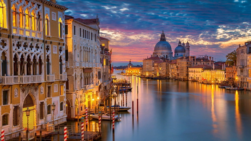 built structure, 1080P, sky, religion, venice, santa maria della salute, building exterior, canal, travel, italy, travel destinations, landmark, water