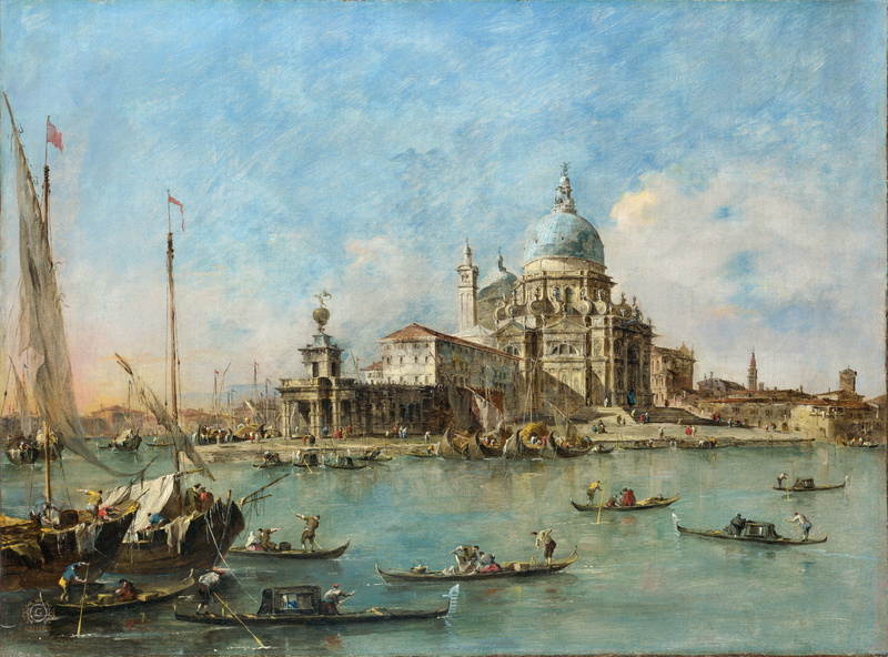 guardi, grand, pictorial, 5K, maria, salute, santa, art, entrance, venice, francesco, punta, italy, boats, canal, church, and, the, della, view, with