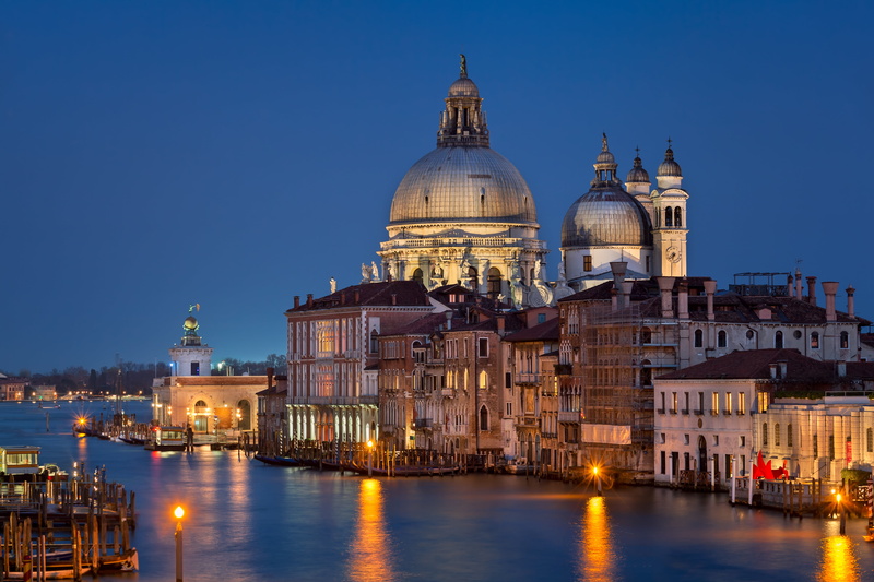 Venice, Santa Maria della Salute Church, 5K, channel, Grand Canal, sunset, Italy, Panorama