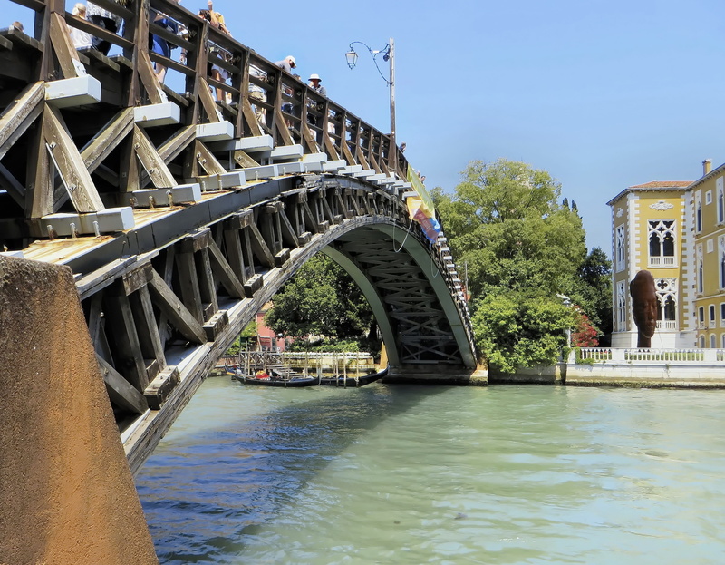 grand canal, sky, bridge, accademia, transportation, venice, italy, water, outdoors, bridge - man made structure, no people, nature, clear sky, plant, built structure
