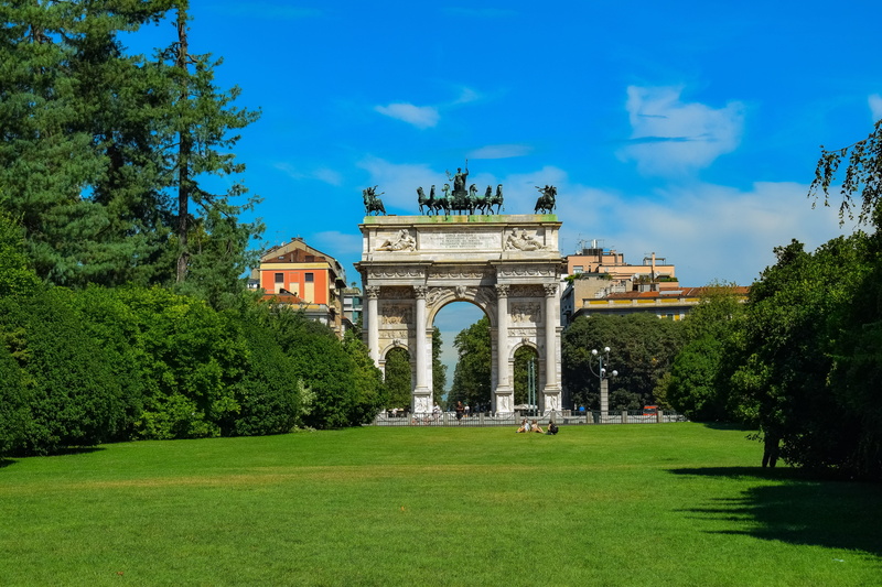 arco della pace, no people, grass, plant, monument, milan, travel destinations, arch, building exterior, triumphal arch, park, nature, summer, tree, parco sempione