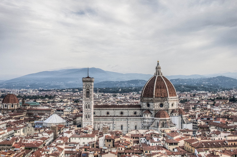 place of worship, 1080P, tourism, city, crowded, Santa Maria del Fiore, panorama, the dome, sky, outdoors, Italy, crowd, Cathedral, architecture, cityscape