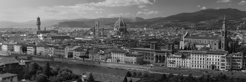 Florence, architecture, built structure, connection, Italy, black and white, dome, europe, famous, italy, tower, giotto, place of worship, panoramic, cathedral