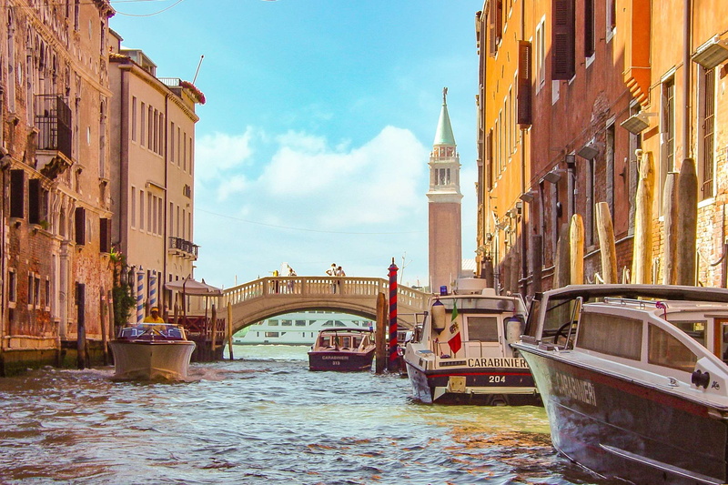 police, outdoors, nautical vessel, connection, transportation, 1080P, canal, bridge - man made structure, sky, waterfront, travel destinations, built structure