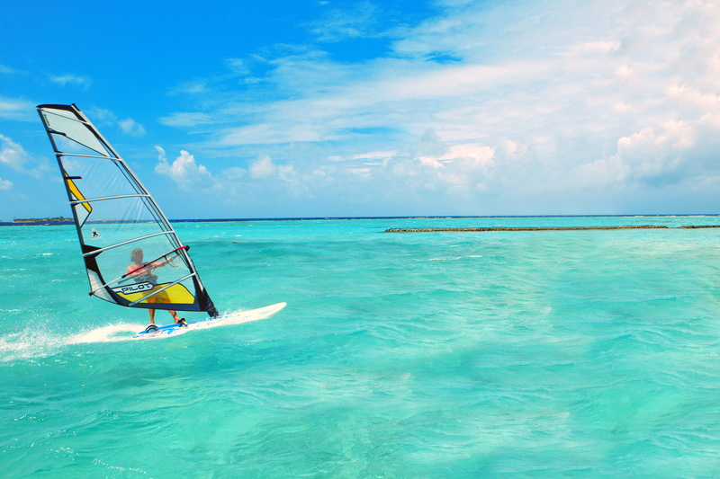 horizon, windsurfing, surf, surfing, clouds, board, 5K, sky, sea