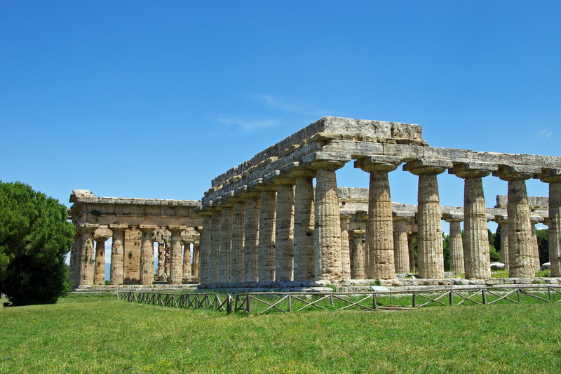 ancient civilization, italy, travel, tourism, greek temple, built structure, nature, salerno, clear sky, architecture, travel destinations, old, ruined