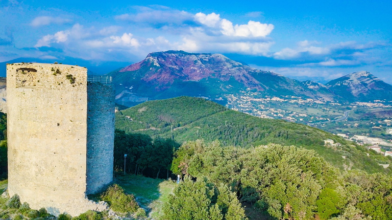 landscape, ancient civilization, nature, sky, salerno, travel destinations, scenics - nature, land, italy, environment, tower, 2K, mountain, outdoors