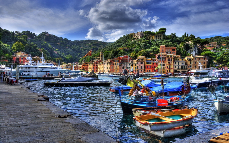 harbor, cloud - sky, Italy, built structure, mountain, fishing boat, building exterior, architecture, mode of transportation, sky, land, sailboat, travel destinations