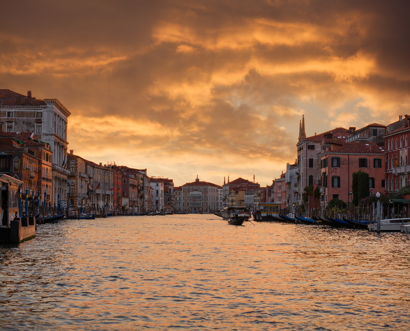 sky, clouds, cityscape, urban Scene, tourist, transportation, church, veneto, history, 5K, sunset scene, Grand Canal, brown, Night, street, houses, canal