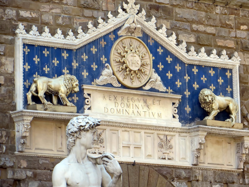 outdoors, no people, tuscany, creativity, craft, low angle view, italy, history, facade, building, human representation, statue, currency, 2K, ornate