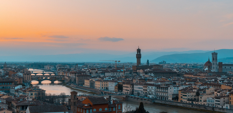 sky, architecture, nature, sunset, piazzale michelangelo, outdoors, building, residential district, firenze, italy, city, place of worship, cloud - sky