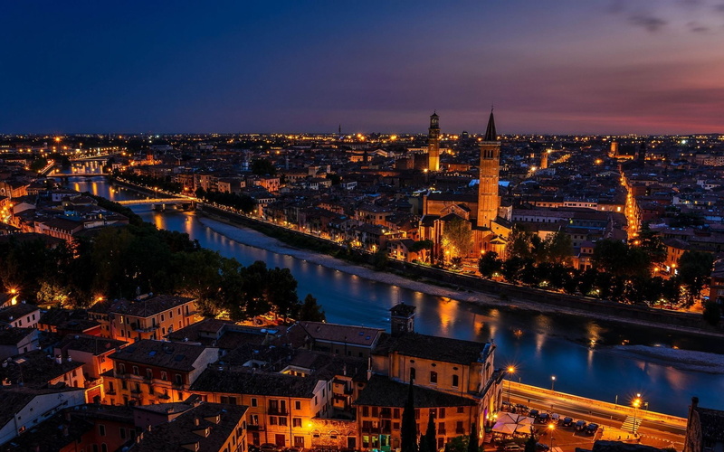 night, italy, 1080P, verona