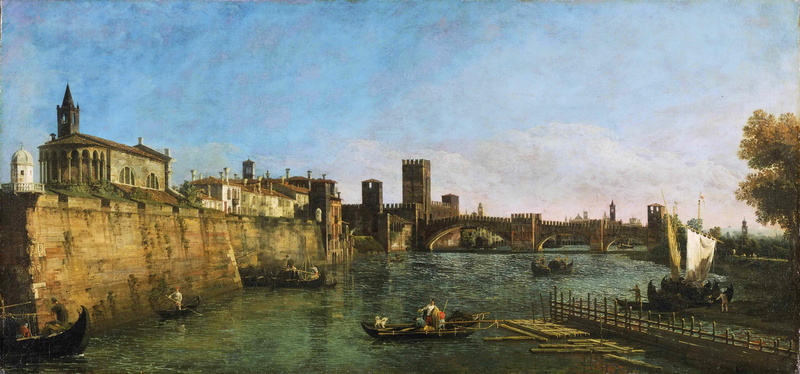 gray, Italy, sea, Bernardo Bellotto, home, promenade, picture, the city, tower, wall, museum, logo, the sky, river, 4K, Verona, people, boat, concrete