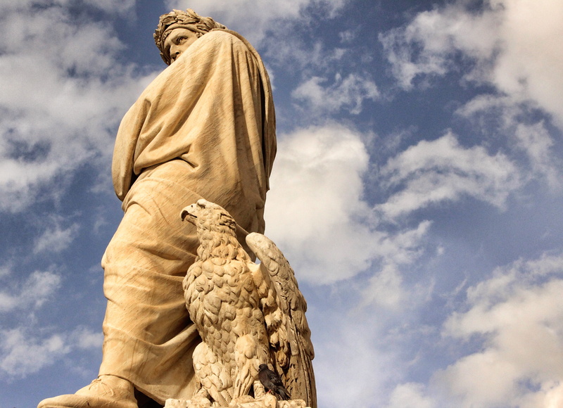 Alighieri, history, Dante Alighieri, tourism, low angle view, Sculpture, architecture, the past, male likeness, female likeness, carving - craft product
