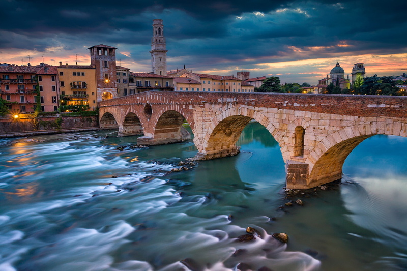 river, 1080P, the Ponte Pietra, Veneto, bridge, the Adige river, The Stone Bridge, Adige River, building, Verona, Italy