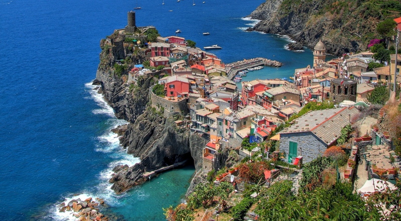 The Ligurian sea, Vernazza, Italy, 1080P, The Mediterranean