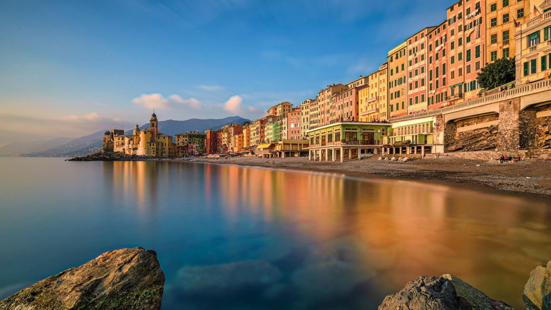 camogli, cloud - sky, 1080P, office building exterior, liguria, outdoors, reflection, architecture, water, religion, city, building, ligurian sea, europe