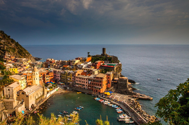 Italy, Bay, Vernazza, rocks, Cinque Terre, boats, 1080P, sea, home, The Ligurian coast